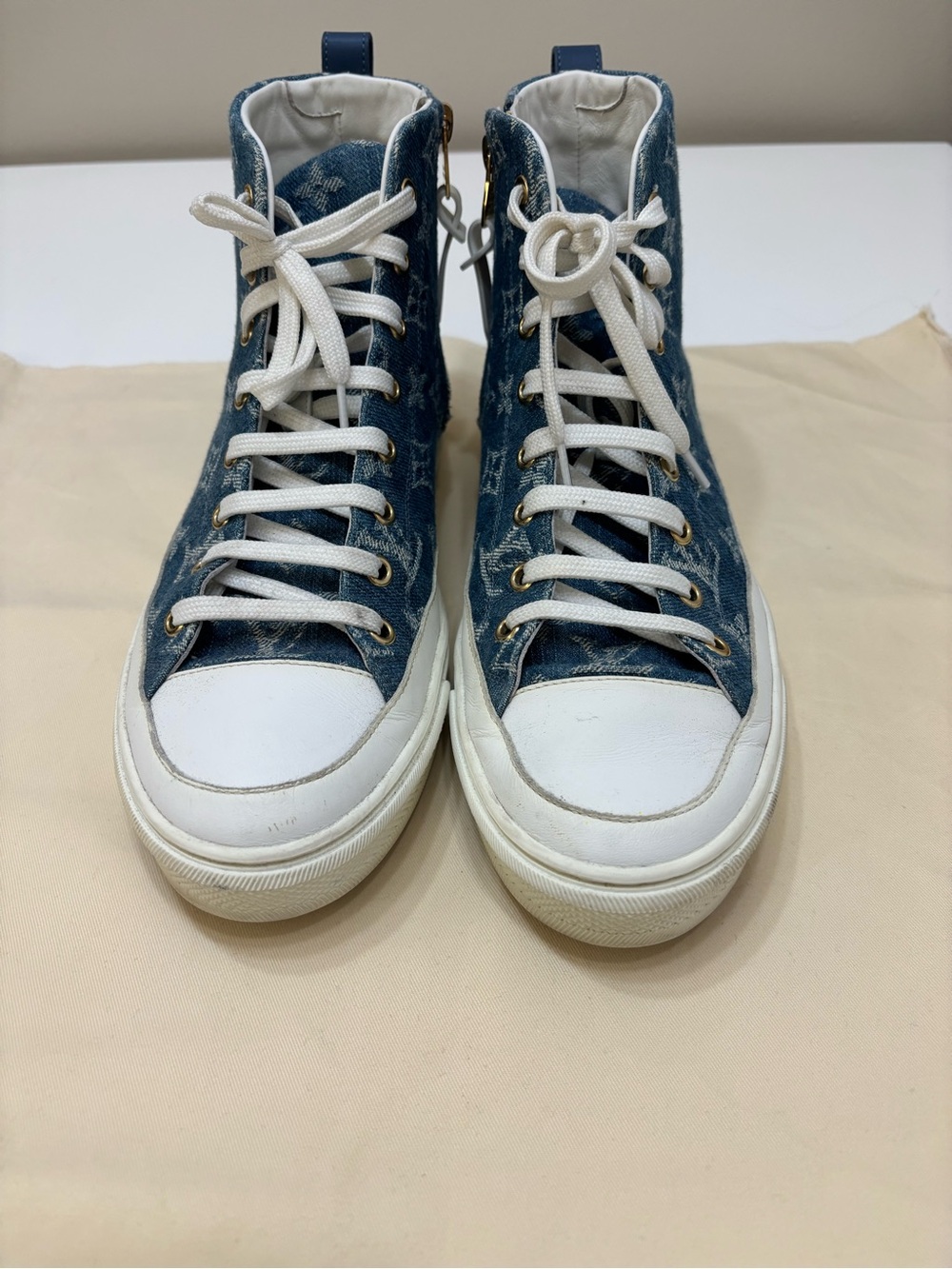 🔵 Louis Vuitton Stellar Sneaker Boot – Monogram Denim High-Top - Picture 7 of 12
